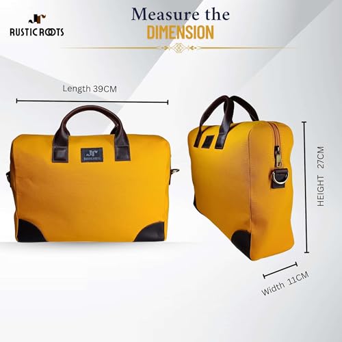 Image of Rustic Roots Laptop Bags for Men Office Use | Canvas Leather Laptop Messenger Bag | Laptop Side Bag for Man | Men's Work Briefcase Sling Bag | Casual Laptop Shoulder Bag