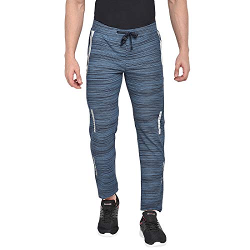 Image of BEEVEE Mens Navy Printed Stretch Elasticated Knits Trackpant with Drawstring.