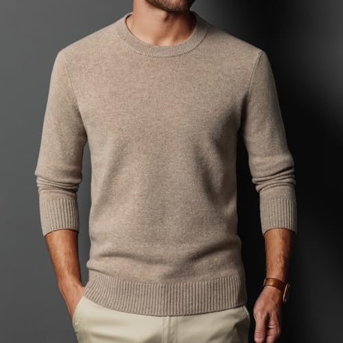 Men's Crewneck Sweater 100% Wool Solid Color Casual Warm Knitted Sweater2