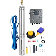 Solar Water Pump, 1500W 2HP 220V Submersible Deep Well Pump, 4 inch Stainless Steel Deep Well Pump with MPPT Controller for Industrial Irrigation Household Water Tank Water Supply