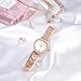 Clastyle Rose Gold Watch and Bracelet Set for Women Elegant Rhinestone Slim Wrist Watch with 2 Bangles Mother of Pearl Ladies Bracelet Watches Gift for Her