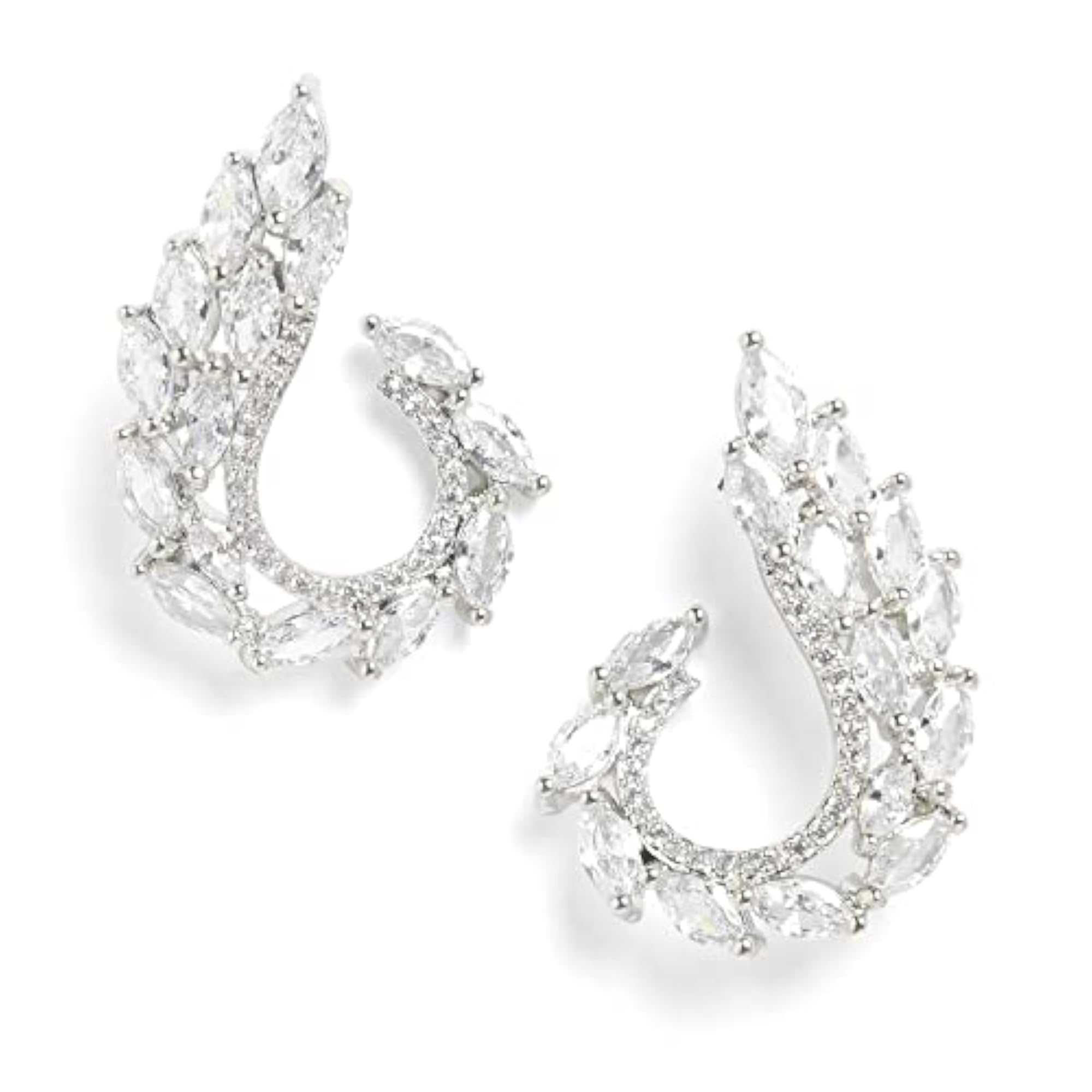 Women's Silver Plated Rhinestone Stud Earrings, Lightweight