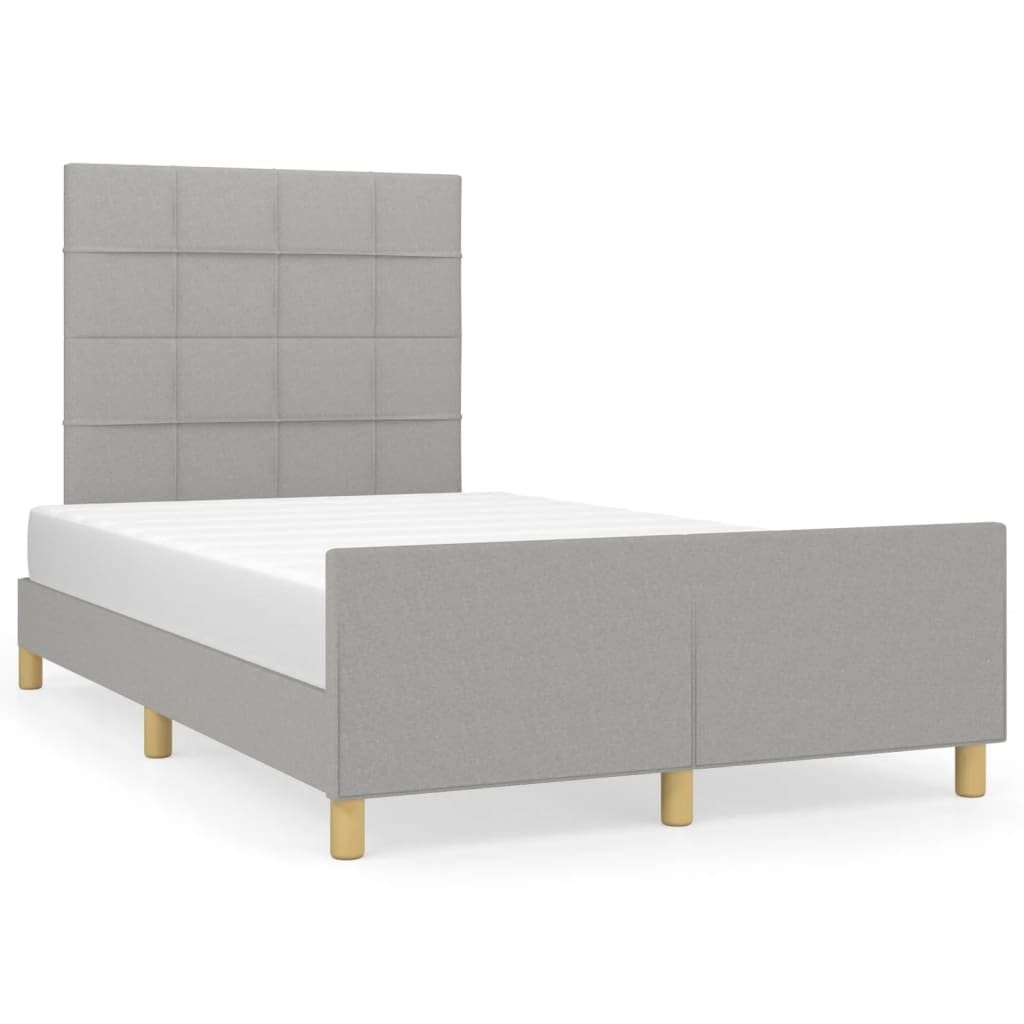 Hothingwell Telaio Letto Grigio Chiaro 120x190 Cm Tessuto | Testina regolabile, gambe robuste, doghe in compensato, supporto posteriore per lettura
