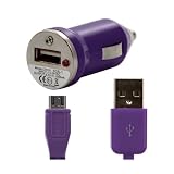 Estilo Color unida Seluxion – Cargador de coche USB con cable Data para Wiko Cink Five, color morado