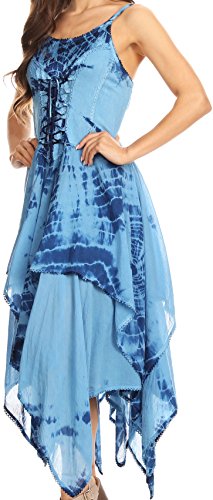Image of Sakkas Annabella Corset Bodice Handkerchief Hem Dress