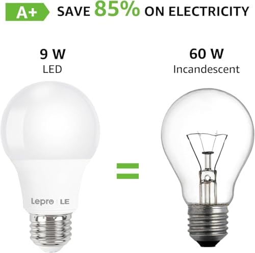Lepro LED Light Bulbs, 2700K Soft Warm White LED Bulb 60W Equivalent, Non-Dimmable, A19 E26 Standard Medium Base, 10000 Hour Lifetime, UL Listed, 9 Watt, 5 Packs - 3