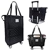Borsa da viaggio con ruote, borsa da viaggio pieghevole di grande capacità, espandibile con ruote rimovibili, borsa Weekender da viaggio con scomparto bagnato per sport, fitness, viaggi, Nero , Borsa