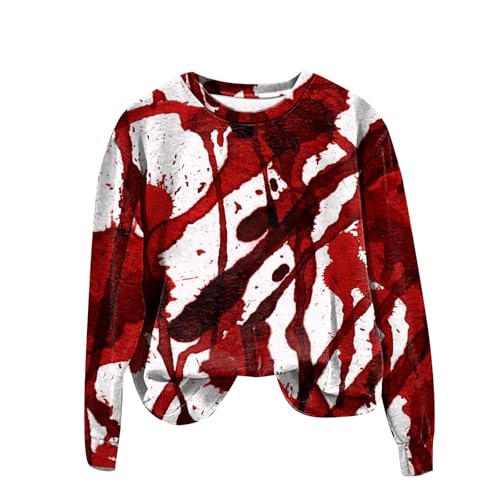 Sweat-shirt avec mots graphiques pour femmes idéal pour un look décontracté d'Halloween en rouge L