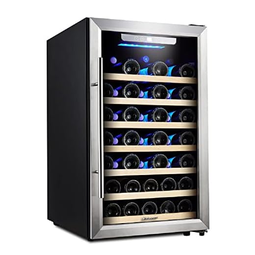 Kalamra KRC-52SZF 4.2 Cu.ft 50 Bottle Single Zone Wine Refrigerator with S/S Door and Handle, Black