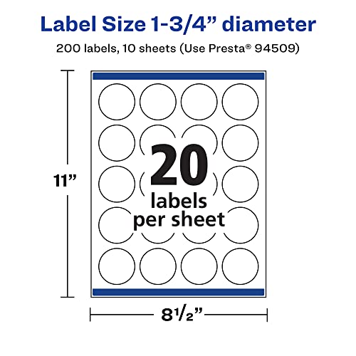 Avery Durable Waterproof Round Labels with Sure Feed, 1.75" Diameter, 200 Oil and Tear-Resistant Waterproof Labels, Print-to-The-Edge, Laser/Pigment-Based Inkjet Printable Labels by Avery - Image 5