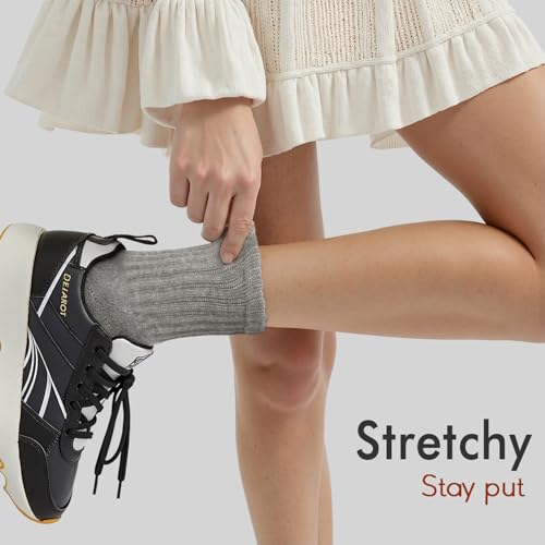 Image of HONGTEYA Slouchy Crew Socks For Women,Scrunch Cotton Cozy Workout Socks