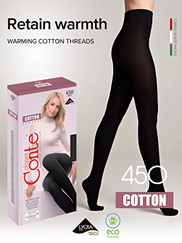 Conte Cotton 450 Den Opaque Ultra Warm Tights, Black (Nero), Large2