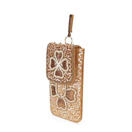 Image of J I ACCESSORIES Velvet Saree Clutch Mobile Pouch Waist Clip Ladies Purse Gift For Women