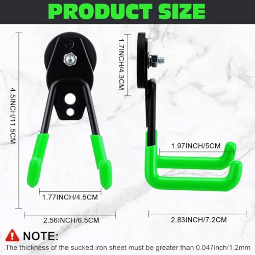 Image of Landhoow 6 Pcs Large Magnetic Hooks Heavy Duty Garage Magnet Hooks Strong Storage Utility Magnetic Hangers with Anti Slip Rubber Coating for Indoor and Outdoor Hanging (Green)