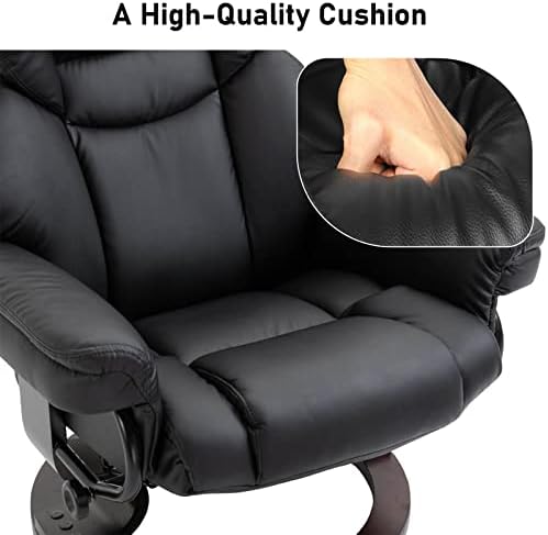 Recliner Chair With footstool, Recliner Armchair Upto 160kg Weight Capacity 135° Reclining Swivel Sofa Chair Ergonomic Couch Bed With UK FR Foam, Tilting & Lock Mechanism For Living Room (Black)