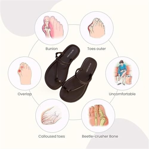 CLSQLXYJZC Womens Sandals Bunion Support, Women's Slip-On Chunky Heel Orthopedic Bunion Corrector Sandals, Casual Dressy Summer Beach Vacation Sandal, for Splints Toe Separator, Hallux Valgus4