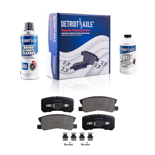Image of Detroit Axle - Rear Ceramic Brake Pads w /Hardware Replacement for Chrysler 200 Sebring Dodge Avenger Caliber Jeep Patriot Compass Mitsubishi Endeavor Lancer Montero Outlander Sport - 4pc Set