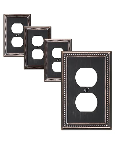 TREEWELL 4-Pack Duplex Switch Plates and Outlet Covers, Aged Bronze