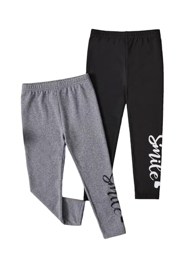 Floerns Girl's 2 Pcs Elastic Waist Letter Print Running Active Legging Pants