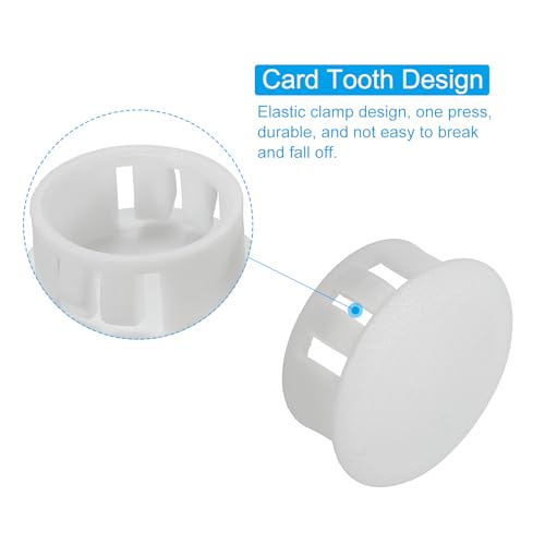 Image of PATIKIL Hole Plugs Plastic, 100 Pcs 20mm(13 /16 inch) Screw Bumper Hole Plug Flush Snap Type Round Hole Cover Caps for Round Holes Cabinet Furniture Kitchen, White