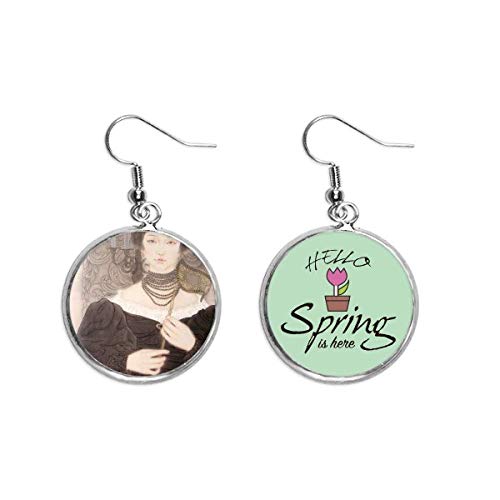 Pendientes de primavera con colgante de pintura china de máscara negra