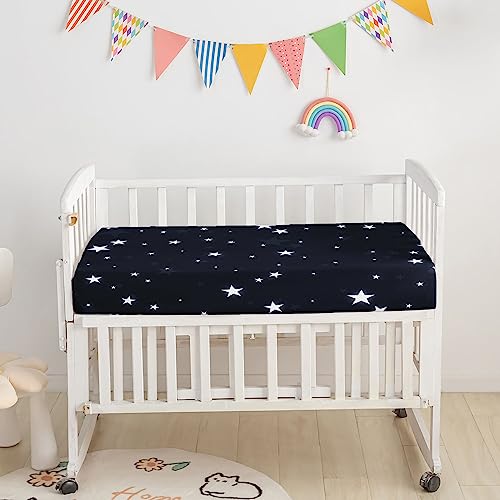 Image of Crib Bedding Set, 3-Piece Nursery Bedding with Comforter, Sheet & Skirt - Rocket Astronaut Moon Printed - Black