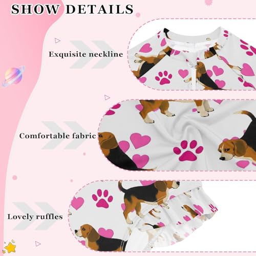 ALAZA Puppy Dog Footprint Cartoon Girls One Piece Swimsuit Long Sleeve Rash Guard Swimsuits UV 50+ Swimwear Zipper4