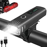 Fahrradlicht Led Set | Fahrradlampe USB Wiederaufladbare Fahrradbeleuchtung Wasserdicht Fahrrad Licht | StVZO Zugelassen Frontlicht und Rücklicht Fahrradlichter