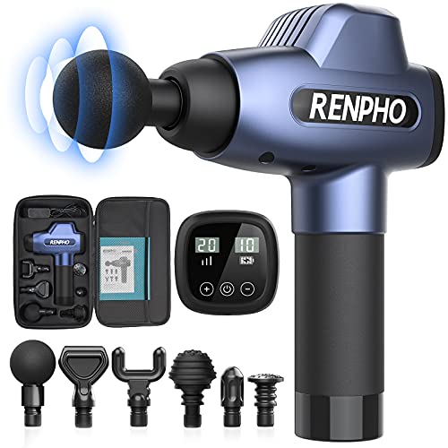 Massage Gun, RENPHO C3 Powerful Percussion Massager, Deep Tissue Muscle Massager Handheld with Portable Case for Athletes with 20 Speeds, Powerful & Quiet Massagers for Home Office Gym