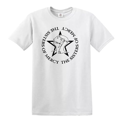 Image of The Sisters_of_Mercy_Logo Men's T-Shirt - The Worlds End Retro 80s Rocks (White,XL)