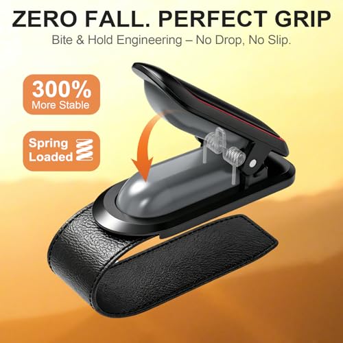 Image of Veharvim Sunglass Holder for Car (2 Pack, One-Handed Operation, Gentle & Secure Hold, Silicone Padded, Universal Fits Sunglass and Car Visor) - Sunglasses Clip for Car Visor (Red, 1 Pack)