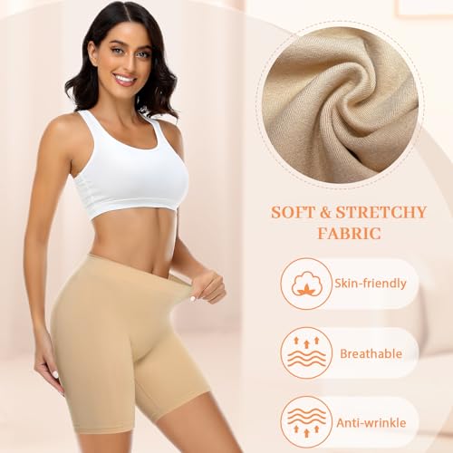 Image of Womens Slip Shorts for Under Dresses Smooth Anti Chafing Underwear Seamless Safety Under Shorts
