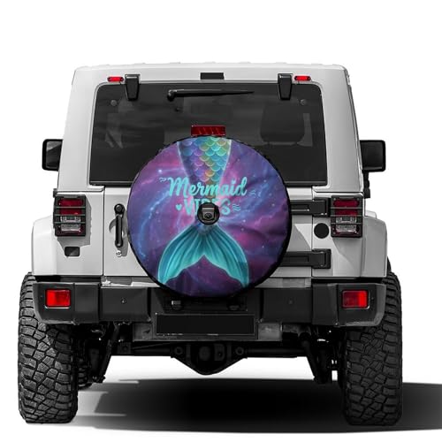 Image of Delerain Mermaid Tail Spare Tire Cover with Backup Camera Hole for Jeep RV Trailer SUV Truck and Many Vehicle, Wheel Covers Sun Protector Waterproof (12 Inch for Diameter 18 inch-19 inch)