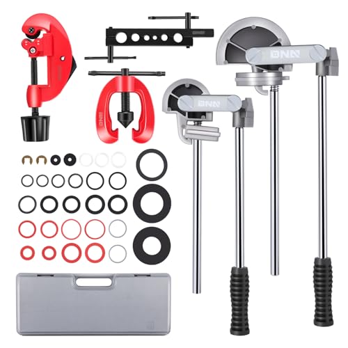 DNA MOTORING 3 in 1 Double Single Flaring Tools Kit, Flare Tool Kit Including 180 Degree Pipe Bender, Tubing Cutter For Copper, Brass, Air Conditioning Pipelines, TOOLS-00544