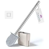 PURNOVA® Klobürste Silikon mit Behälter, Antibakterielle gründliche Reinigung, Toilettenbürste Silikon für jedes Bad, WC Bürste Schnelltrockend Platzsparend Edles Design Langer Griff aus Edelstahl