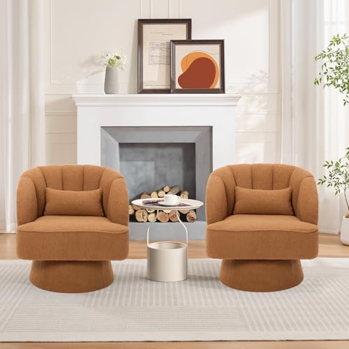 Amenitlif Fauteuil pivotant tonneau velours ourson - 2 pcs