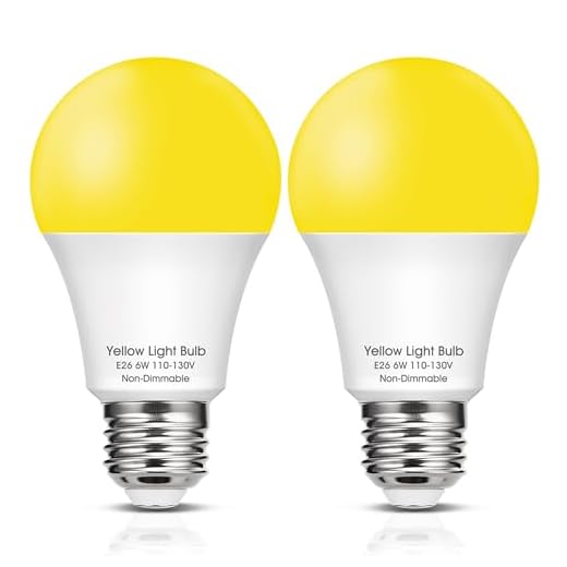 Bug Light Bulbs Outdoor, 40W Equivalent Amber Yellow LED Bug Lights for Outside, 6W 500LM 2000K for Porch Lights, Non-Attracting, Not-Dimmable A19 Bulb for Patio, Deck, Backyard, Hallway, 2 Pack