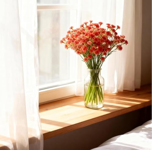 Image of VRB Dec 20 Pcs Artificial Baby's Breath Flower Bunch,Gypsophila Bouquets Flower Sticks for Vase,Flowers for Vases, Decoration Items for Living Room,Home Decor,Chritmas (20 Pcs - Red Gypsophila)