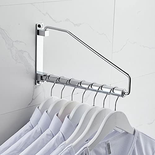 NEWRAIN Laundry Hanger, Wall Mounted Clothes Hanger with Swing Arm Holder Brass Hanging Drying Rack Space Saver,Chrome