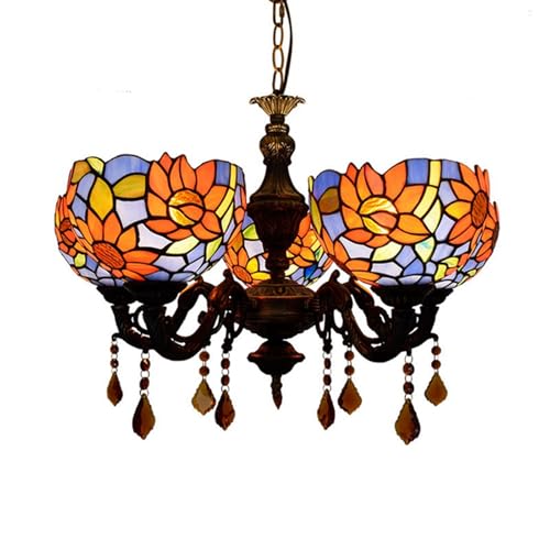 Lustre Tiffany en vitrail bleu pour une douce ambiance vintage