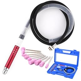 YON.SOU. 58000 RPM Air Pencil Grinder 17PCS Kit, Pneumatic Micro Die Grinder with 3mm Collet, 1/4" NPT Air Inlet for Deburring, Engraving, Metal Polishing & Weld Grinding