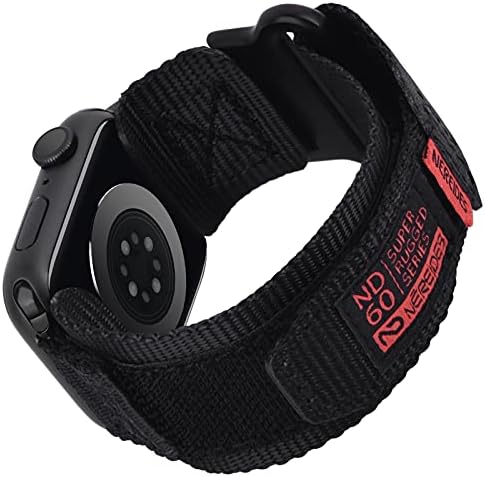 Nereides Straps Compatible with Apple Watch Strap 45mm 44mm 42mm,Braided Nylon Sports Replacement Band, Hook & Loop Design for iWatch Strap Series 7 6 SE 5 4 3 2 1 Black