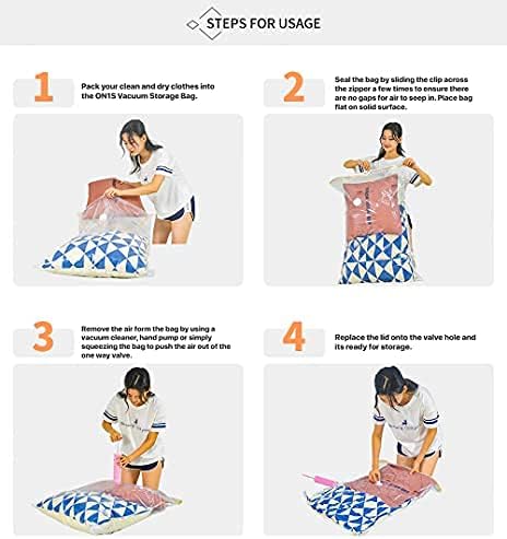 Vacuum Storage Bags 12 Pack Premium Reusable Double Zip Seal 80% Space Saver Vacuum Compression Bags for Clothes Pillows Blankets Duvets Bedding Travel Moving AirTight Sealer (4M, 4L, 4J)