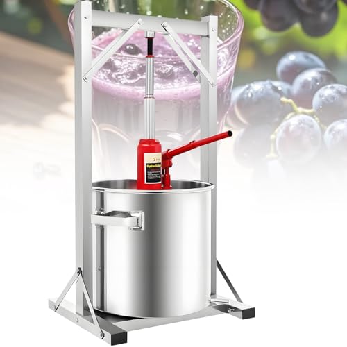 UORDBY Presse à Raisins Manuelle, Presse à cidre hydraulique en Acier Inoxydable, pour la Fabrication de vin de Pommes, de vin de Raisin et de cidre 12L