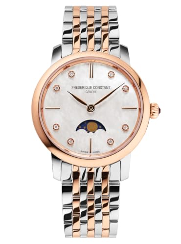 Image of Frédérique Constant Women Quartz Analogue Watch Slimline Moonphase Swiss Made