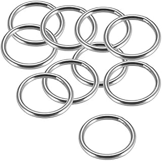 sourcing map 201 Stainless Steel O Ring 40mm(1.57") Outer Diameter 4mm Thickness Strapping Welded Round Rings 10pcs