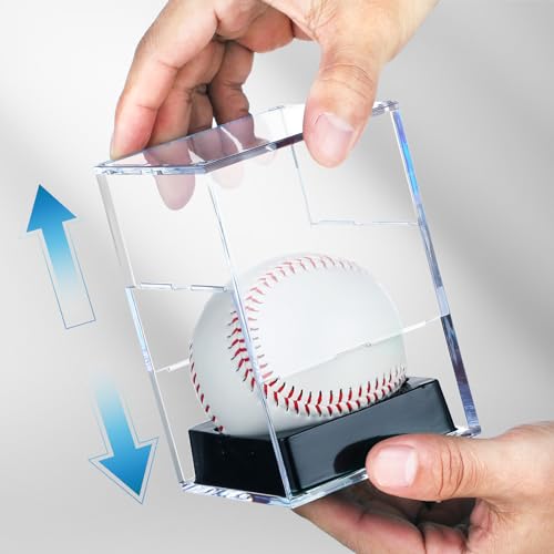 4-Pack Black-Stand Baseball Display Case - UV Protected Acrylic Square Baseball Holder, Official Size Baseball Display Box, Clear Display Cube Baseball Memorabilia Showcase Autographed Ball Protector - Thumbnail 5