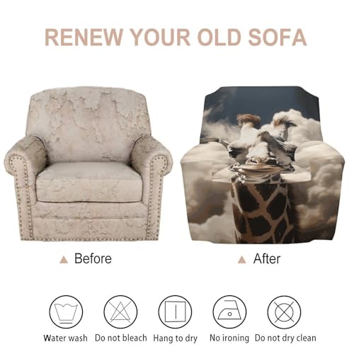 Housse de canapé extensible girafe pour rénover un fauteuil abîmé - 4