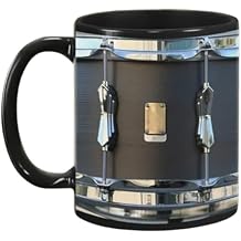 AUNVITO Black Vintage Drum Mug Funny Drumming Gifts,11oz Drumming Mug Coffee Cup for Drummer Rock Music Gifts for Women or Men Black