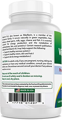 Best Naturals Vitamin B2 (Riboflavin) 400mg - Veggie Capsules - Conezyme Precursor - 120 Count (120 Count (Pack of 1))